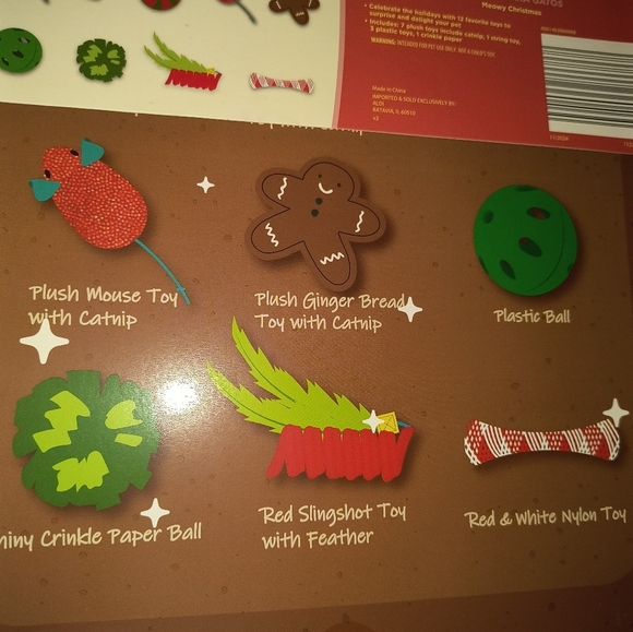 Advent Calendar Cat Toy - Festive Brown and Red Gift Christmas Home Decor - Picture 3 of 4